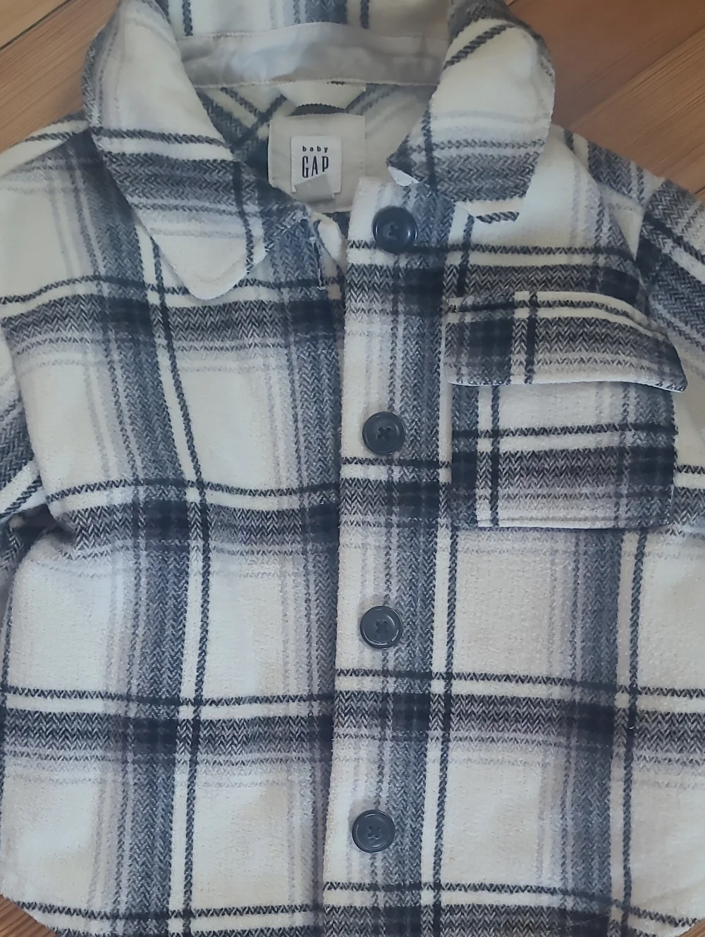 Baby Gap Kids Cream & Black Plaid Shacket Jacket, Size 4T